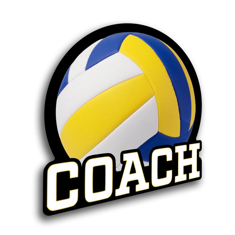 KCD Volleyball Coach Vinyl Decal Sticker | Cars Trucks Vans Windows Walls Cups Laptops | White on Black Background | 5 X 4.8 Inches | KCD2004 - Image 1